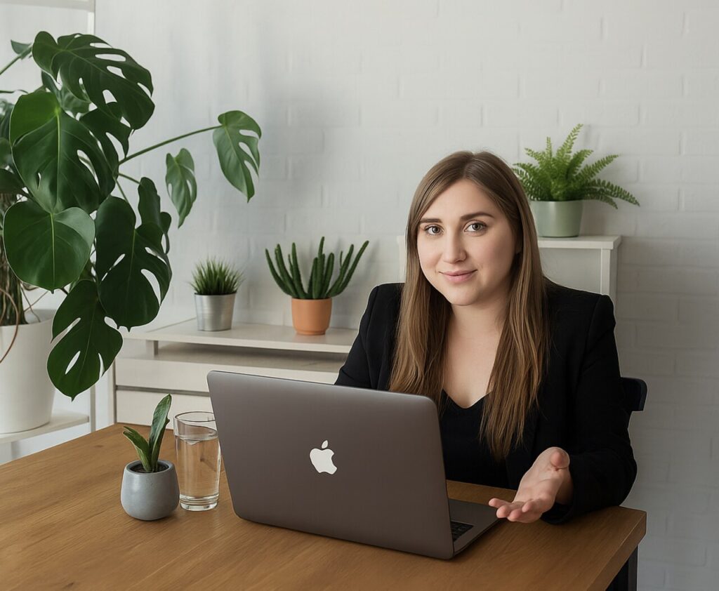 Psycholog online z Centrum MIND podczas sesji wideo przy laptopie